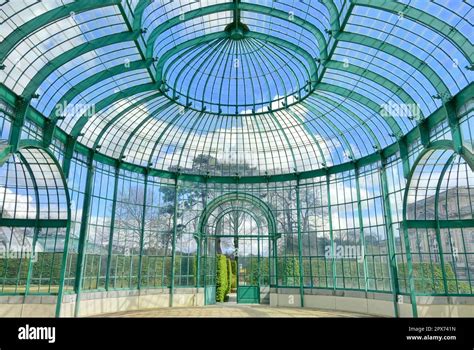 Interior view of the architecture of the Laeken Royal Greenhouses ...