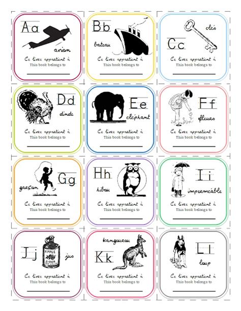 French Alphabet Bookplates Printable - One Dog Woof