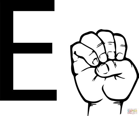 ASL Sign Language Letter E coloring page | Free Printable Coloring Pages