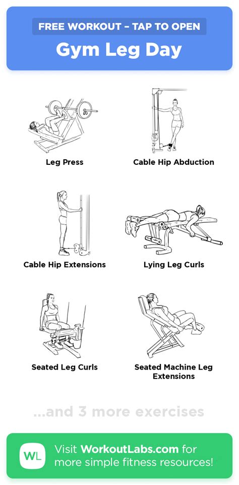 Gym Leg Day · Free workout by WorkoutLabs Fit | Gym leg day, Free ...