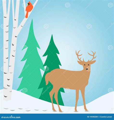 Winter Outdoor Deer Scene/eps Stock Vector - Image: 19590289