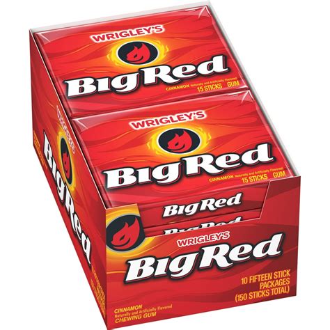 Wrigley's Big Red Cinnamon Gum, 15-Stick Pack (10 packs) - Walmart.com - Walmart.com