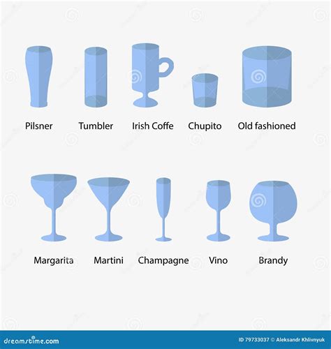 Stemware, Set of Glasses Types Stock Illustration - Illustration of ...