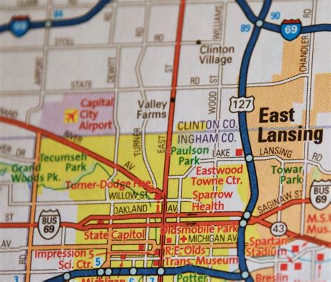 East Lansing Map Image 2 stock photo. Image of tecumseh - 269549630