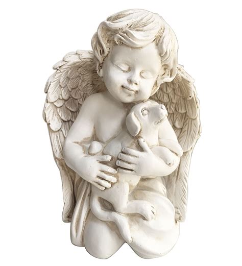 Buy 7" Resin Angel with Dog Statue Pet Dog Memorial Sculpture Indoor Outdoor Home Garden ...