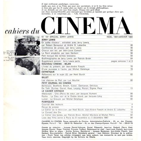 Cahiers du cinema Magazine N°197 - January 1968 with Jerry Lewis ...