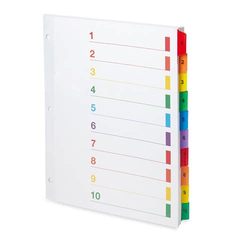 10 Tab Dividers for 3-Ring Binders, 6 Sets - Blue Summit Supplies