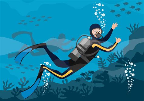 Scuba Diving Vector Illustration 208413 Vector Art at Vecteezy