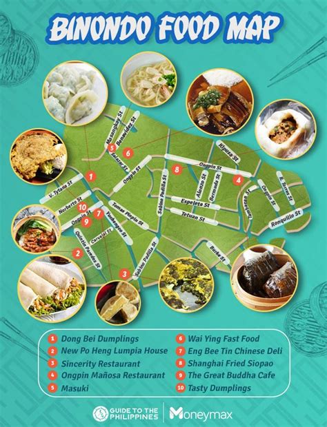 Map of 10 streetside shops in Binondo by Moneymax | Food map, Food ...