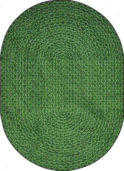 Legacy Faux Braided Rug Green Oval 5'4" x 7'8" | JC1631CC03 | Joy Carpets