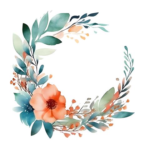 Beautiful Watercolor Floral Frame Design for Wedding Invitations or Greeting Cards. Hand-drawn ...