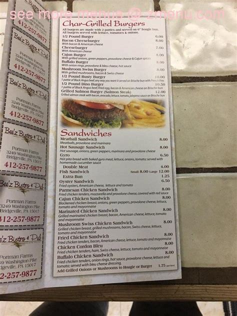 Online Menu of Beez Bistro & Pub Restaurant, Bridgeville, Pennsylvania, 15017 - Zmenu