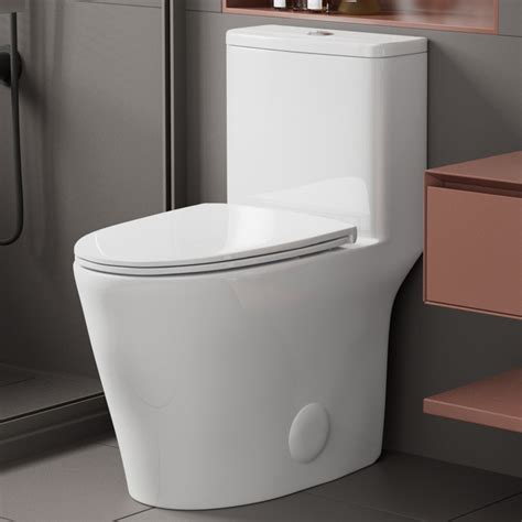 SUPERFLO Elongated One Piece Toilet with Comfort Seat Height 17.3", Power Dual Flush 0.8/1.28 ...