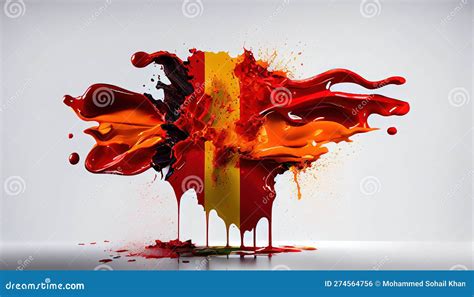 North Macedonia Country Flag Colors of Liquid Oil Paint Splashing and ...