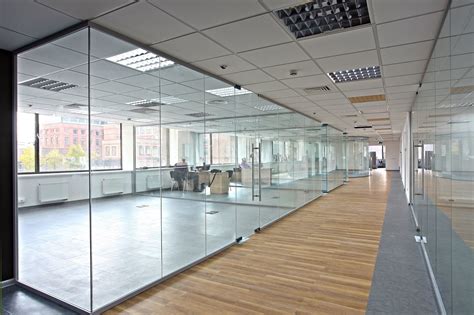 Powder Coated 12mm Glass Modular Office Partition Walls Frame Or ...