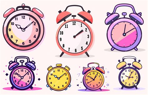 Premium Vector | Back to school clock vector bundle colorful alarm clock illustration set wall ...