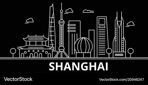 Shanghai silhouette skyline china - shanghai Vector Image