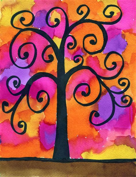 Klimt Watercolor Tree - Art Projects for Kids