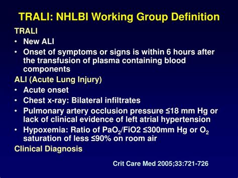 PPT - Transfusion Related Acute Lung Injury (TRALI): Clinical and Laboratory Aspects PowerPoint ...