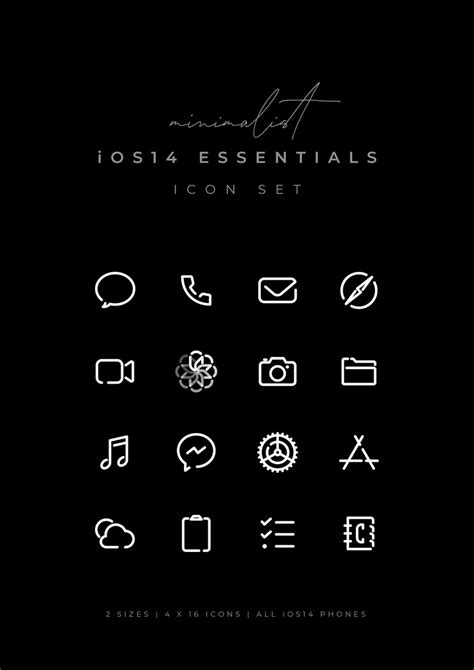 White Ios 14 Icon Set. Minimalist Iphone Icons. Simple Line | Etsy