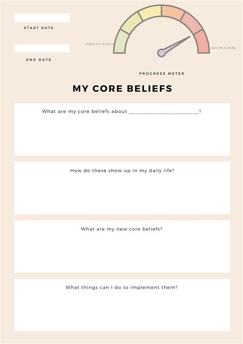 Core Beliefs Therapy Worksheet - Etsy