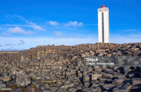 Kálfshamarsvík Lighthouse Iceland Stock Photo - Download Image Now - Basalt, Building Exterior ...