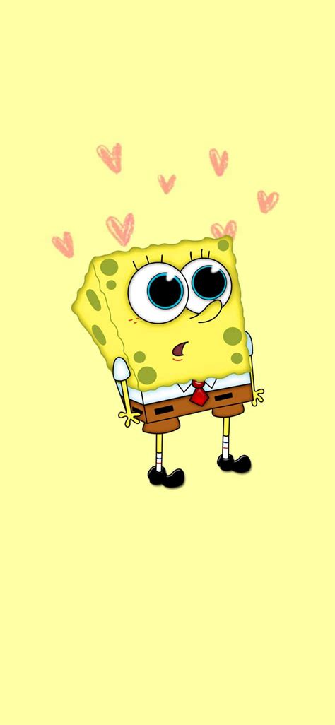 Download Aesthetic SpongeBob With Mini Hearts Wallpaper | Wallpapers.com