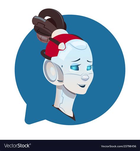 Chatbot cute female robot in chat bubble icon Vector Image