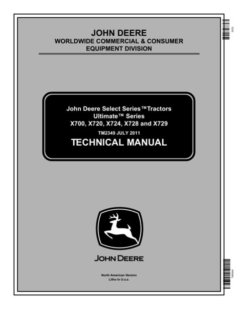 John Deere X700, X720, X724, X728, X729 Lawn Tractors Repair Manual TM2349