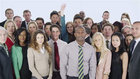 Portrait Of A Large Group Of Happy And Diverse Business People Standing Together, Isolated On ...