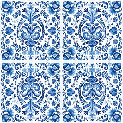 Premium Photo | Delft blue dutch seamless pattern Floral blue seamless pattern Vintage dutch ...