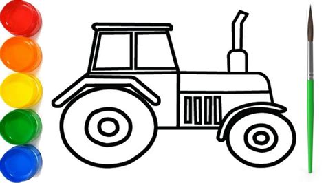 How to Draw Tractor and color It | Glitter Coloring Pages For Kids | Tractor Coloring Page - YouTube