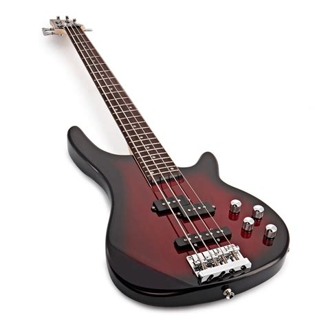 Chicago-Bassgitarre von Gear4music, Trans Red Burst | Gear4music