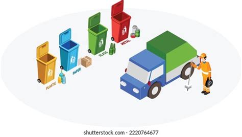 Garbage Truck Various Types Trash Bin Stock Vector (Royalty Free ...