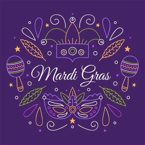 Design and download this Linear Hand-drawn Mardi Gras Celebration ...