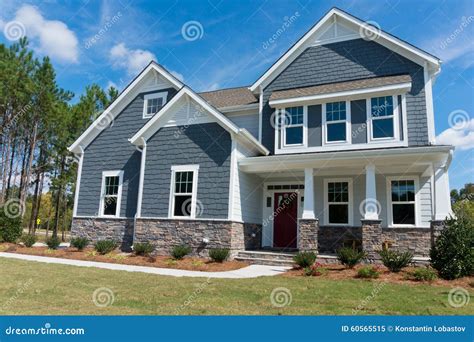 New suburban house stock image. Image of driveway, luxury - 60565515