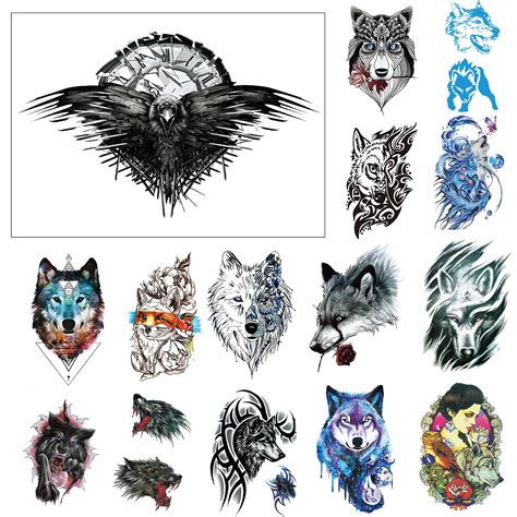 Buy Fenrir Wolf Tattoo Stickers for Men Nordic Myth Geri & Freki/Odin ...