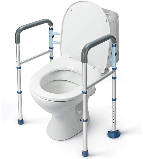 GreenChief Stand Alone Toilet Safety Rail with Free Grab Bar - Heavy Duty Toilet Safety Frame ...