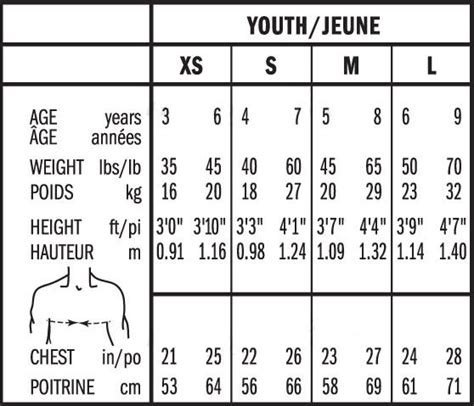 Youth Football Shoulder Pads Size Chart