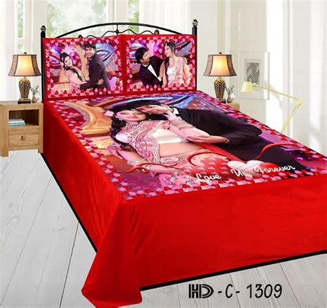 Red Photo Printed Personalized Bed Sheets, Size: 95*105 Inch, Rs 850 /set | ID: 21837261097