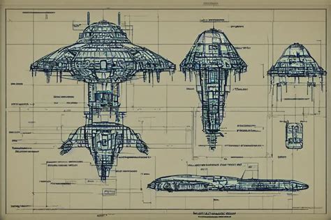 alien spaceship blueprint schematics | Stable Diffusion