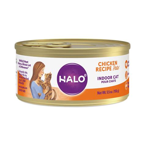 Halo Holistic Grain Free Wet Cat Food for Adult Cats, Indoor, Chicken Recipe - Thrive Market