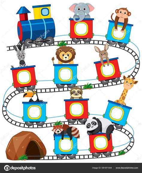 Cute Animals Train Template Alphabet Number Illustration Stock Vector ...