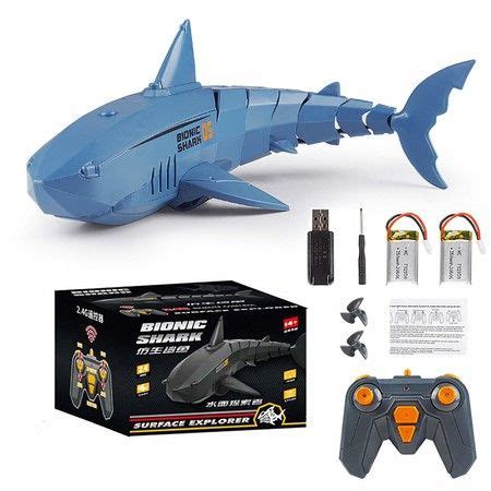 Remote Control Shark Toy with LED Light, Rechargeable Electric Toy RC Shark with 2 Battery Pool ...