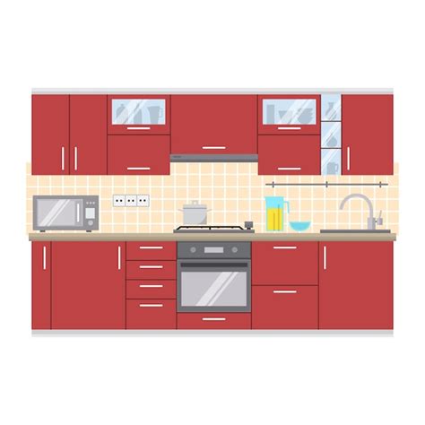 Premium Vector | Modern kitchen wall interior