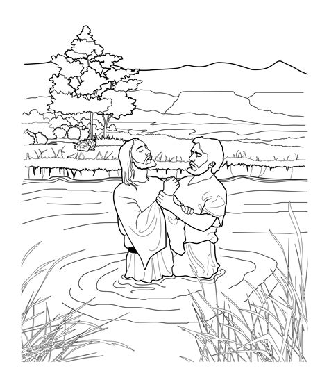 John Baptizing Jesus Coloring Page