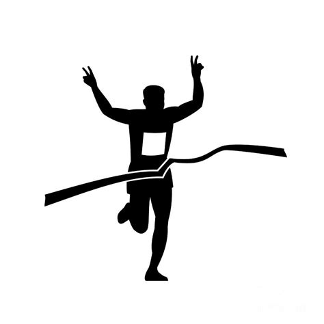 Marathon Runner Finishing Race Silhouette Digital Art by Aloysius ...