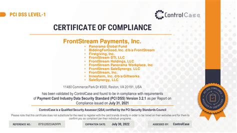 PCI Compliance Certificate