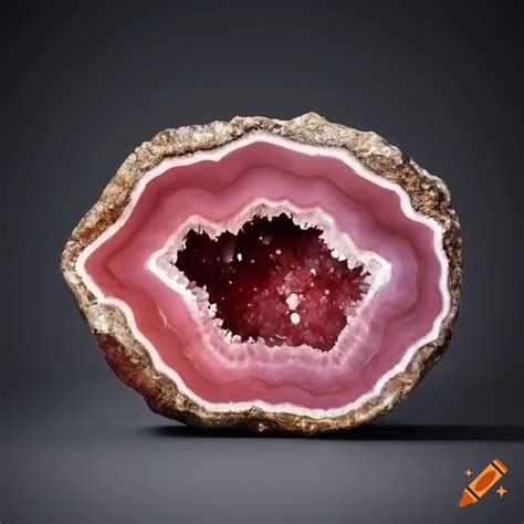 Geode with red minerals in perfect circle formation on Craiyon