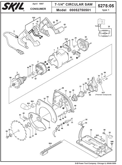 Skil 5275-05 7-1/4In Circular Saw (0005 275 0501) | Model Schematic Parts Diagram — Toolbarn.com
